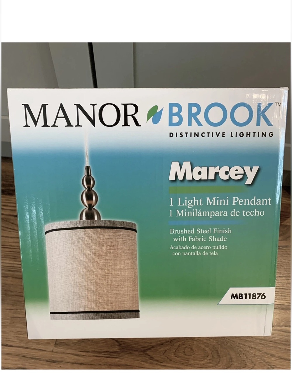 Manor Brook Marcey Mini Pendant Light, New in Box, Pendant Light With Shade